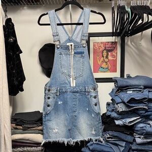 Denim Mini Dress with Distressed Details